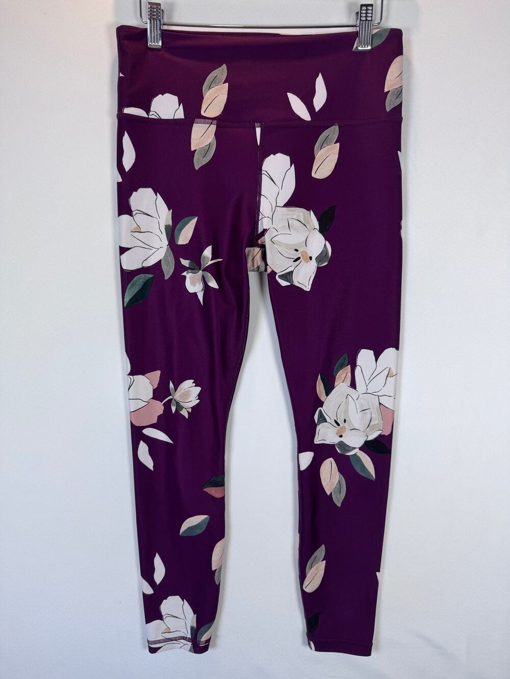 Athleta Womens Floral 7/8 Crop Leggings Size M Purple Yoga Workout Pants